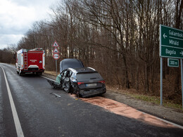 Karambol a 61-es főúton, Nagykanizsa határában, fotó: Gergely Szilárd