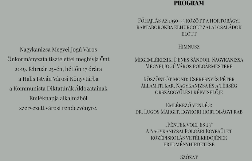 Kommunizmus Áldozatainak Emléknapja - városi megemlékezés