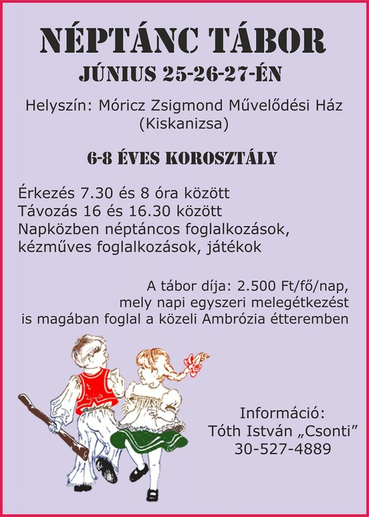 Néptánctábor a 6-8 éves korosztály számára