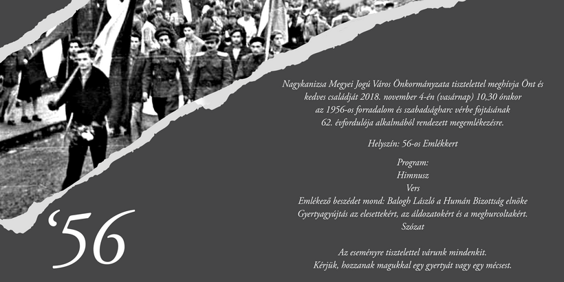 Megemlékezés az 1956-os forradalom és szabadságharc vérbe fojtásának 62. évfordulója alkalmából