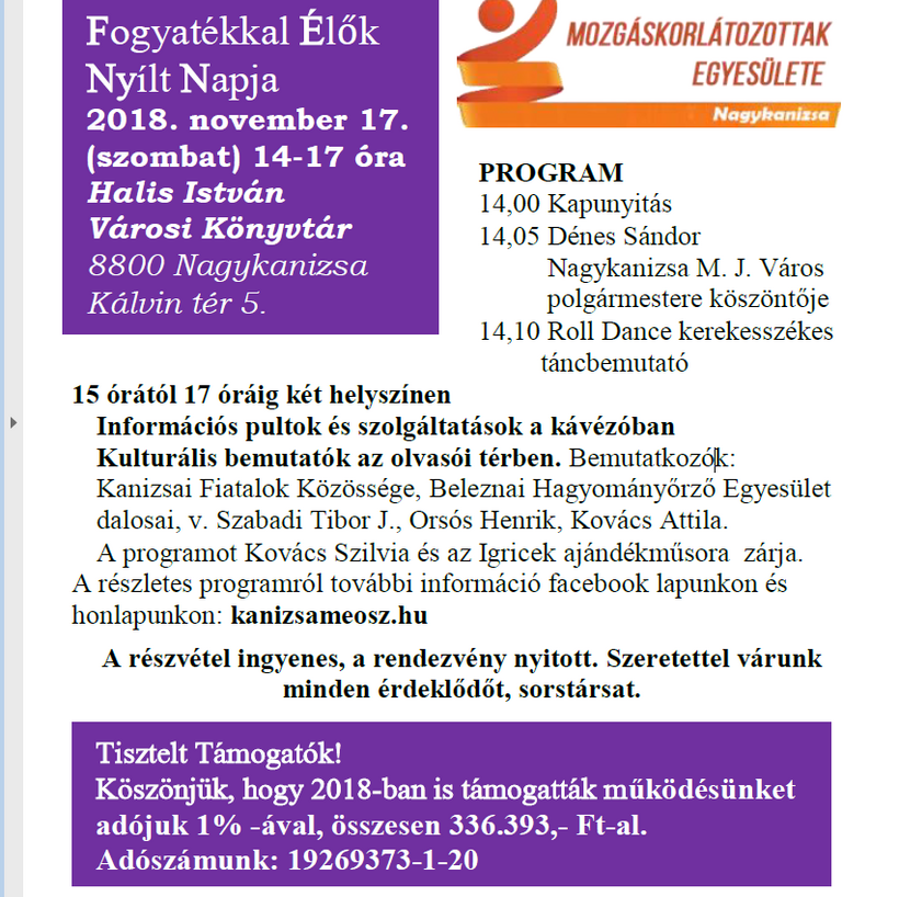 Fogyatékkal Élők Nyílt Napja