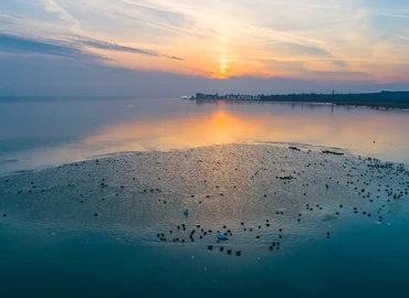 Vékony jégréteg alakult ki a Balatonon