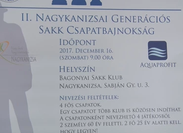 Másodszor is megrendezik a Nagykanizsai Generációs Sakk Csapatbajnokságot