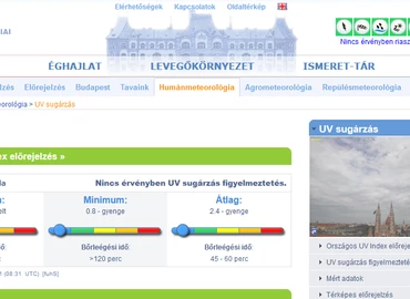 Ismét elérhető az UV-sugárzás-előrejelzés