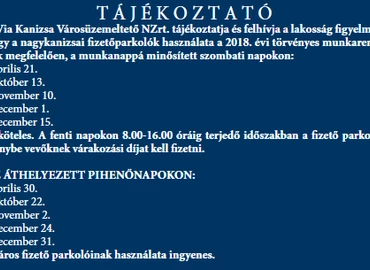 Autósok figyelem! – Fizetős lesz a parkolás szombaton Kanizsán